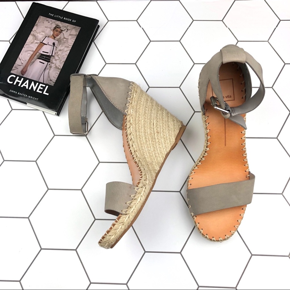 Dolce Vita Grey Noor Suede Espadrille Wedges.